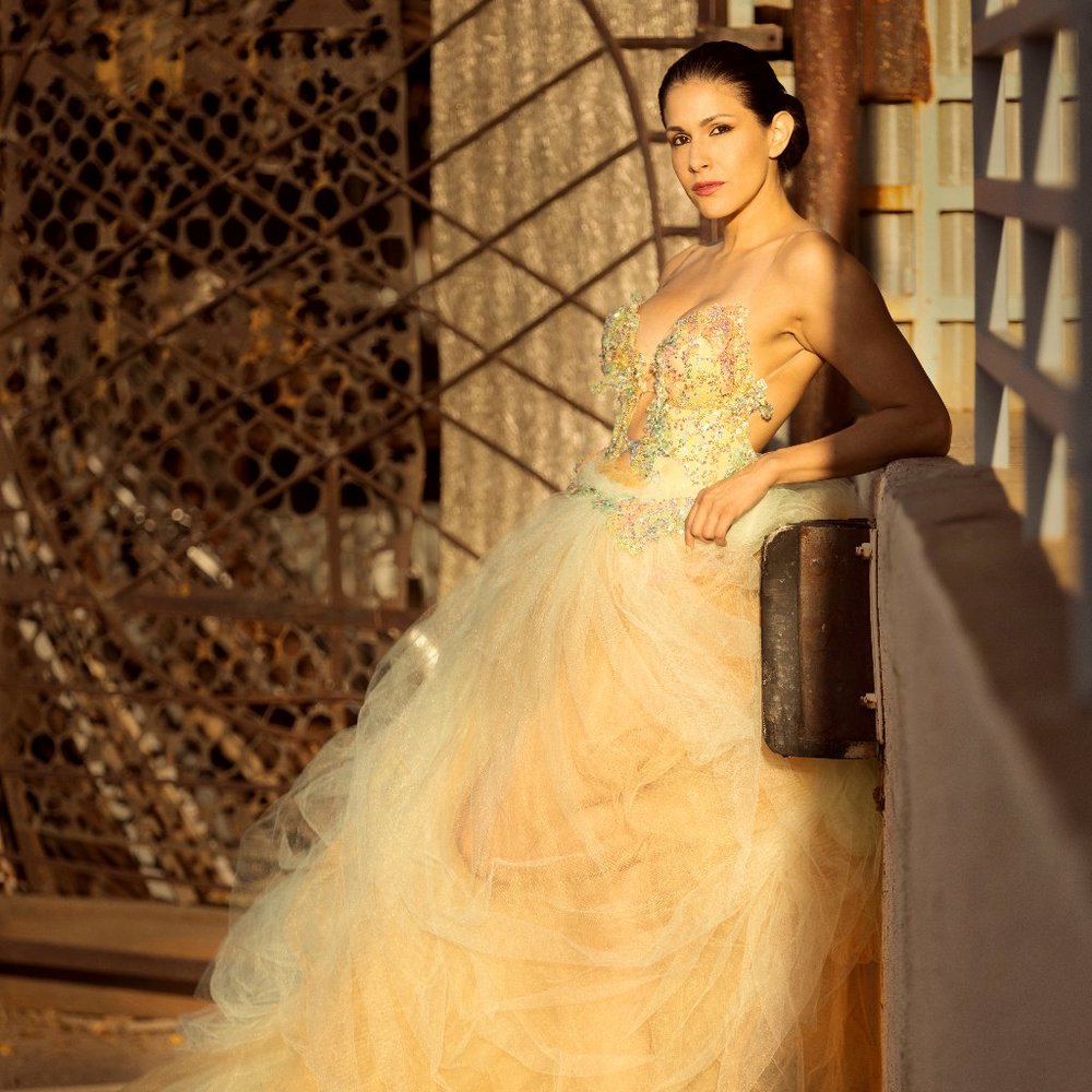 "SINA" Sequin Tie Dye Rainbow Backless Wedding Ballgown Set